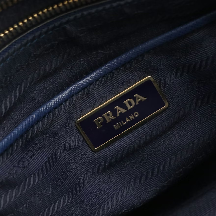PRADA PROMENADE SAFFIANO LUX, BLUE DOME SATCHEL w/ Detachable Shoulder Strap