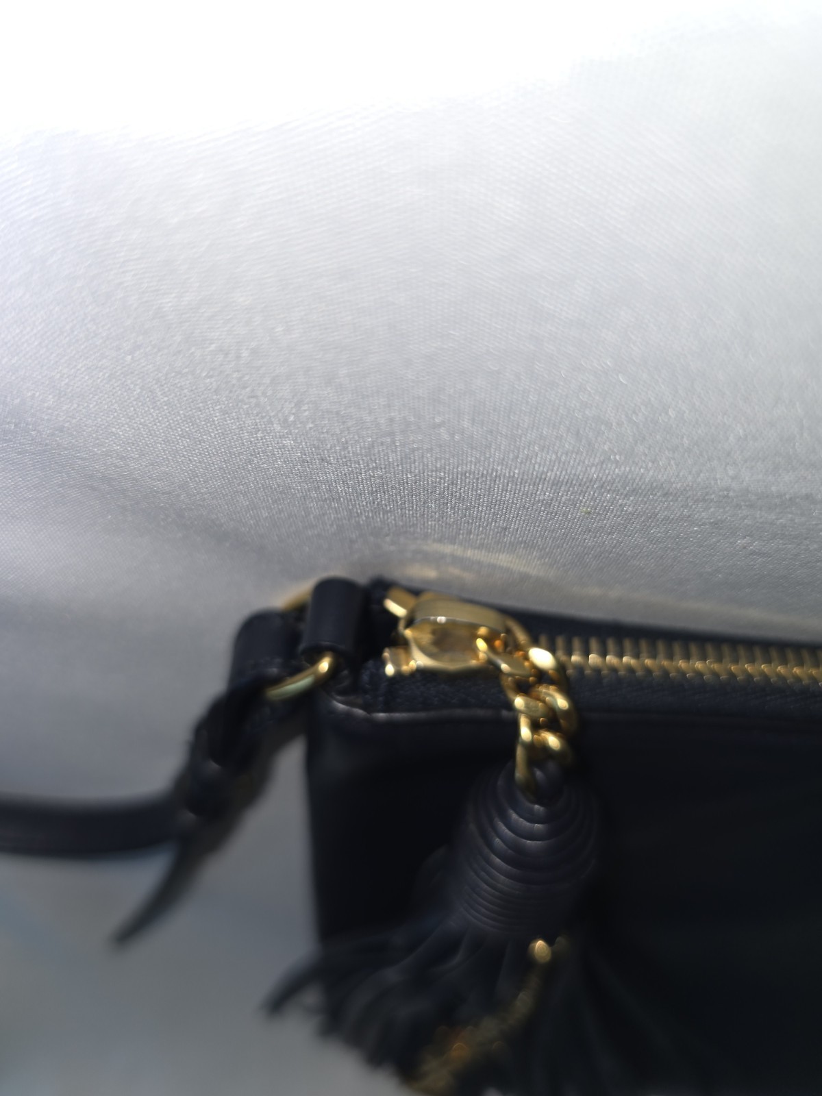 Authentic Saint Laurent Teen Monogram Crossbody Bag Navy Calfskin Leather Gold
