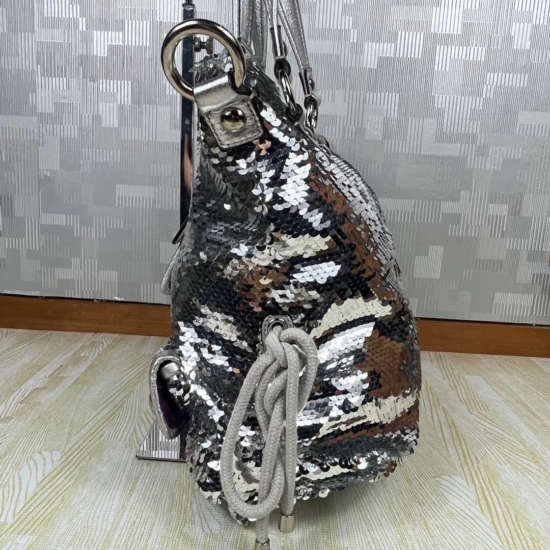 Coach Silver Sequin Poppy 2Way Handbag Metallic Tote Crossbody Authentic