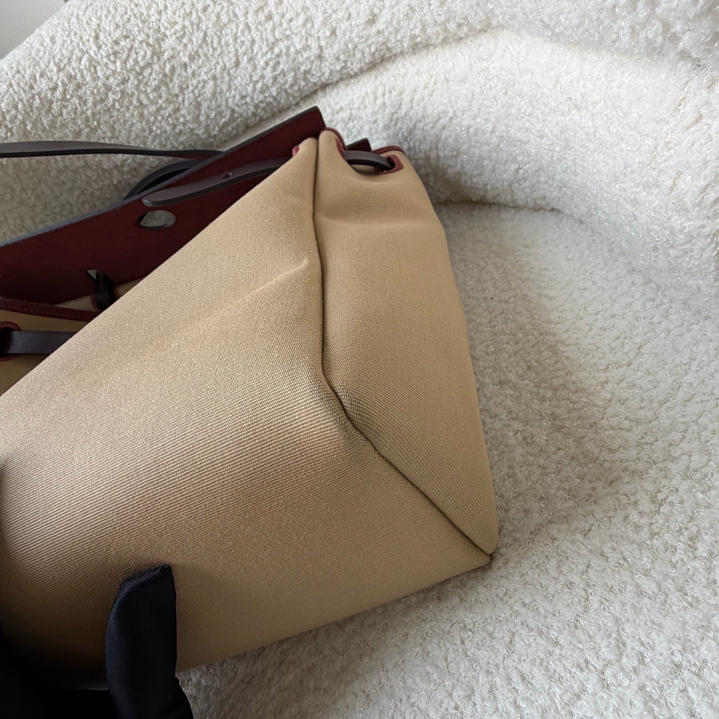 Hermes Herbag Normal Trench Beige Ebene Canvas Calf Leather Hand & Shoulder Bag