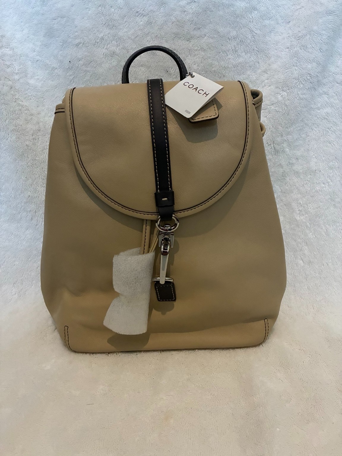 Coach 09368 Leather Mini Backpack Chalk Black Trim w/ Dust Bag & Hangtag