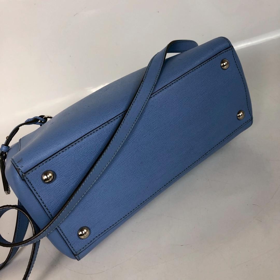 Fendi Petit 2Jours 2-Way Handbag Shoulder Bag Blue Leather Versatile