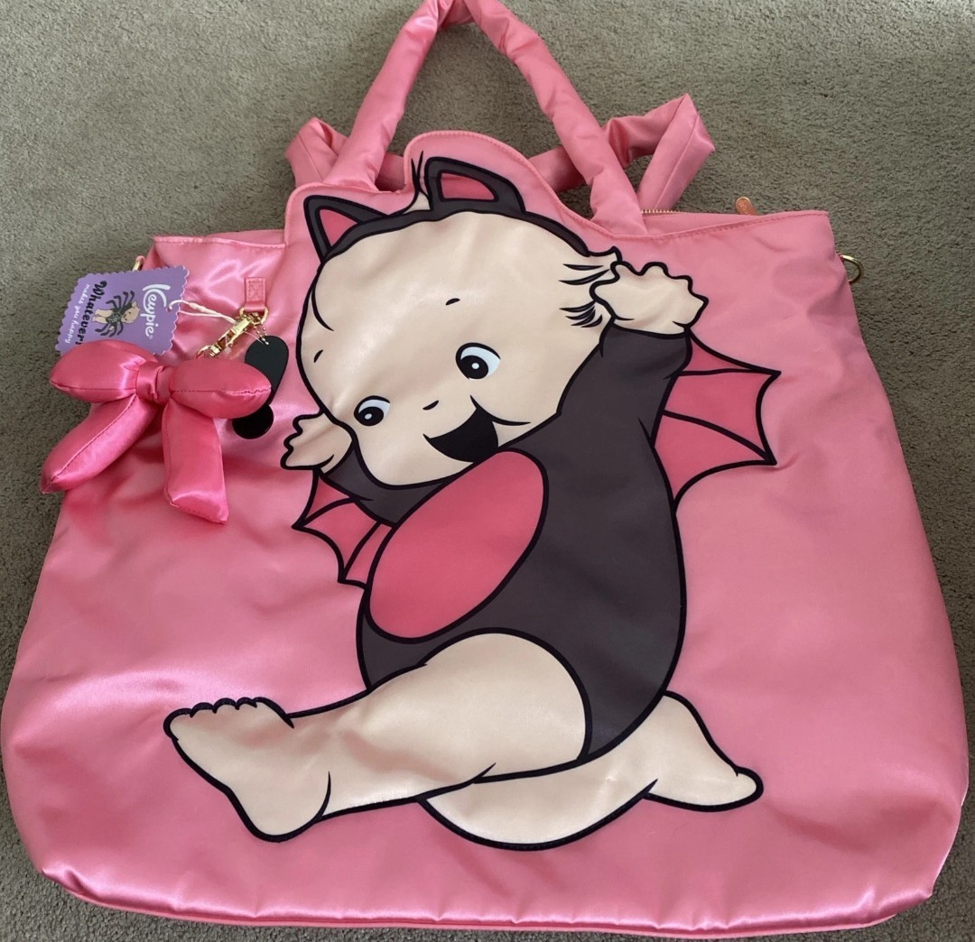 Kewpie Black Bat Tote Bag With Bow Charm Whatever Makes You Happy Brand