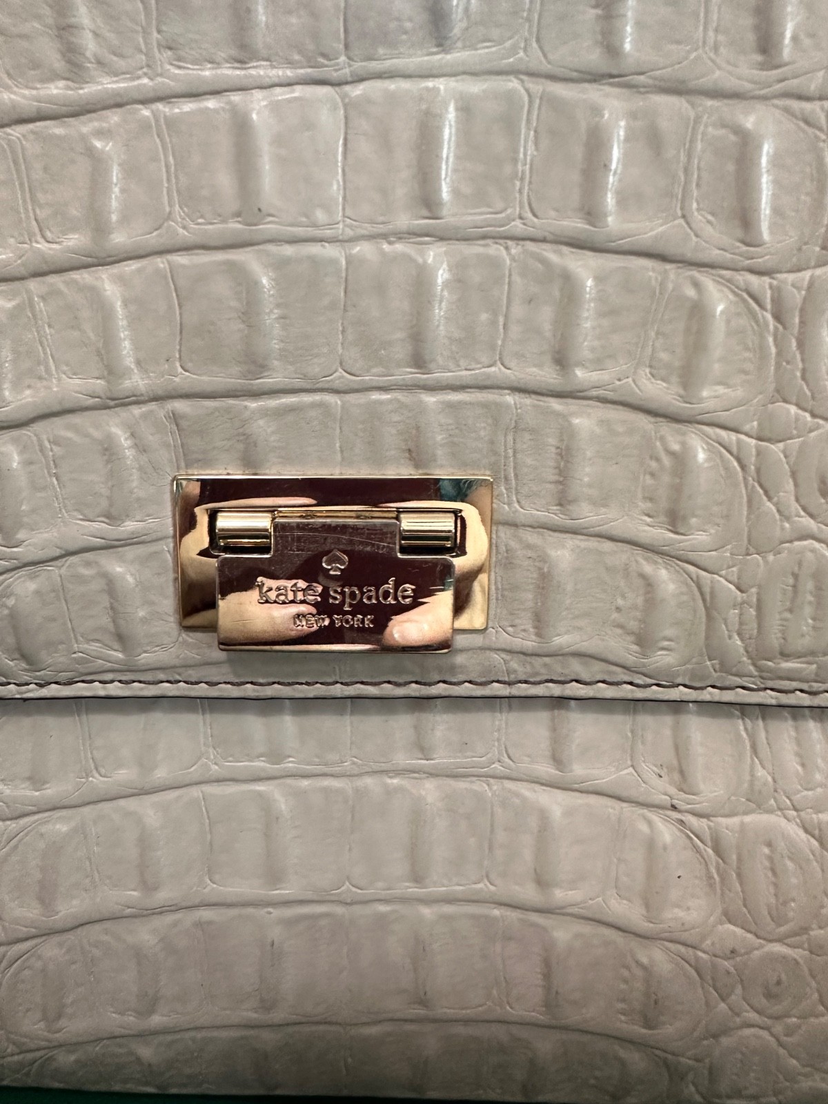 KATE SPADE DORIS ORCHARD VALLEY HANDBAG Taupe CROC Embossed LEATHER WKRU1823