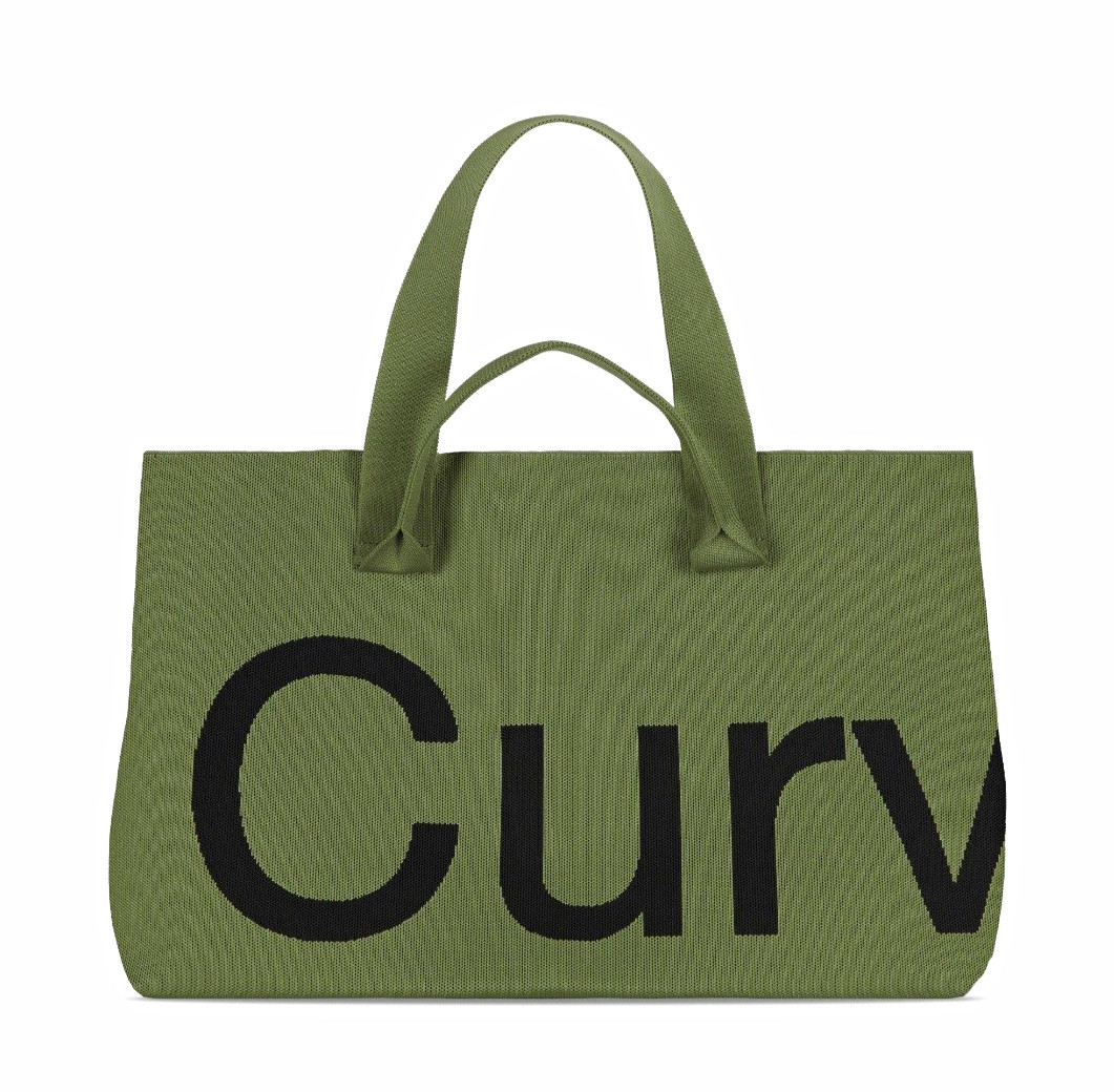 Curves Two-Tone Knit Tote (Olive/Lime)