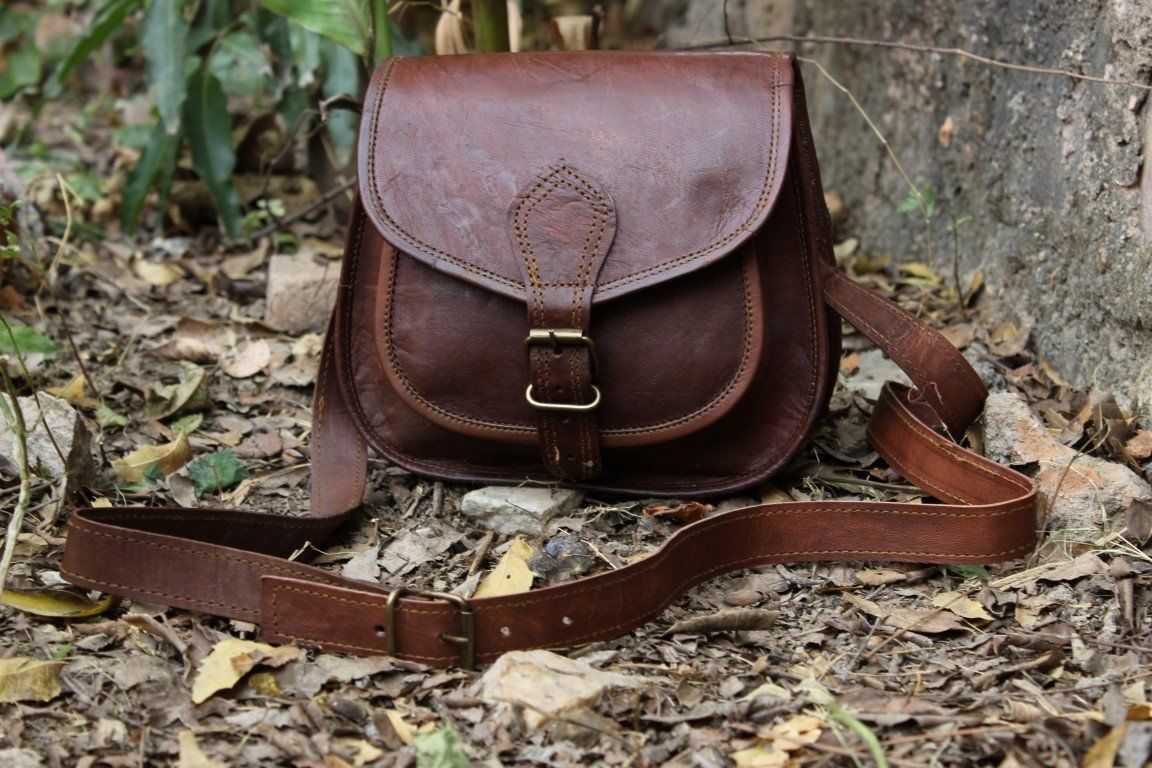 Women Purse Vintage Genuine Brown Leather Cross Body Shoulder Handmade Bag JMB