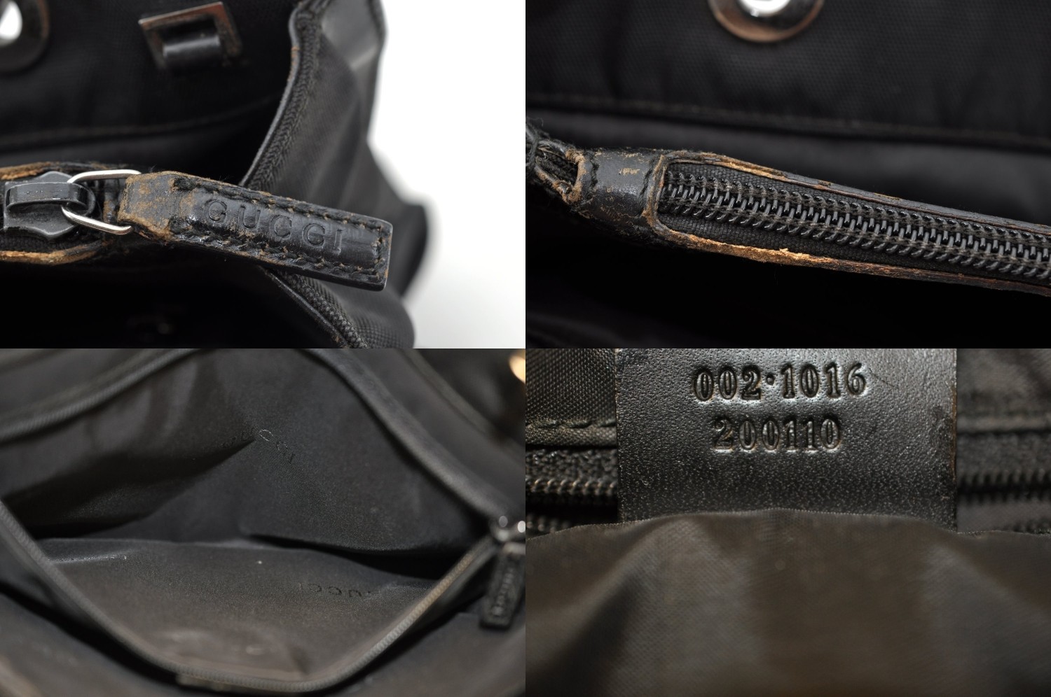 Authentic GUCCI Bamboo Tote Hand Bag Purse Nylon Black AB834