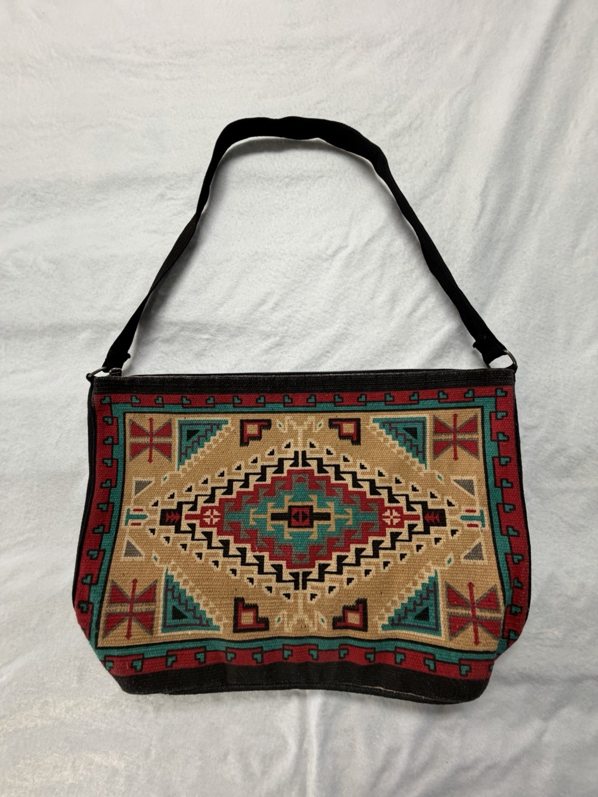 El Paso Saddle Blanket Co Native American Aztec Canvas Tote Shoulder Bag