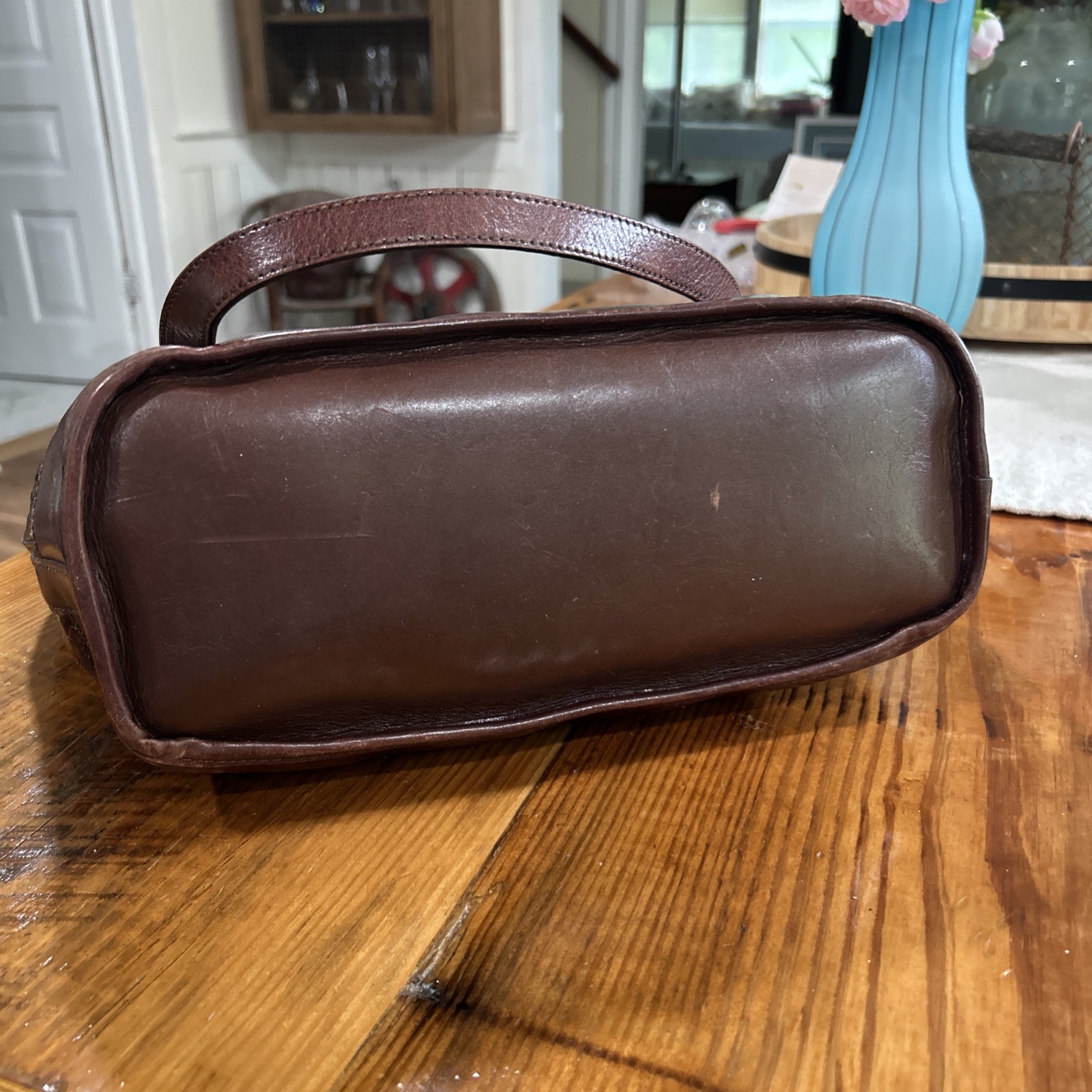 Brahmin BROWN Basket Weave Beauty Leather Shoulder HandBag Purse