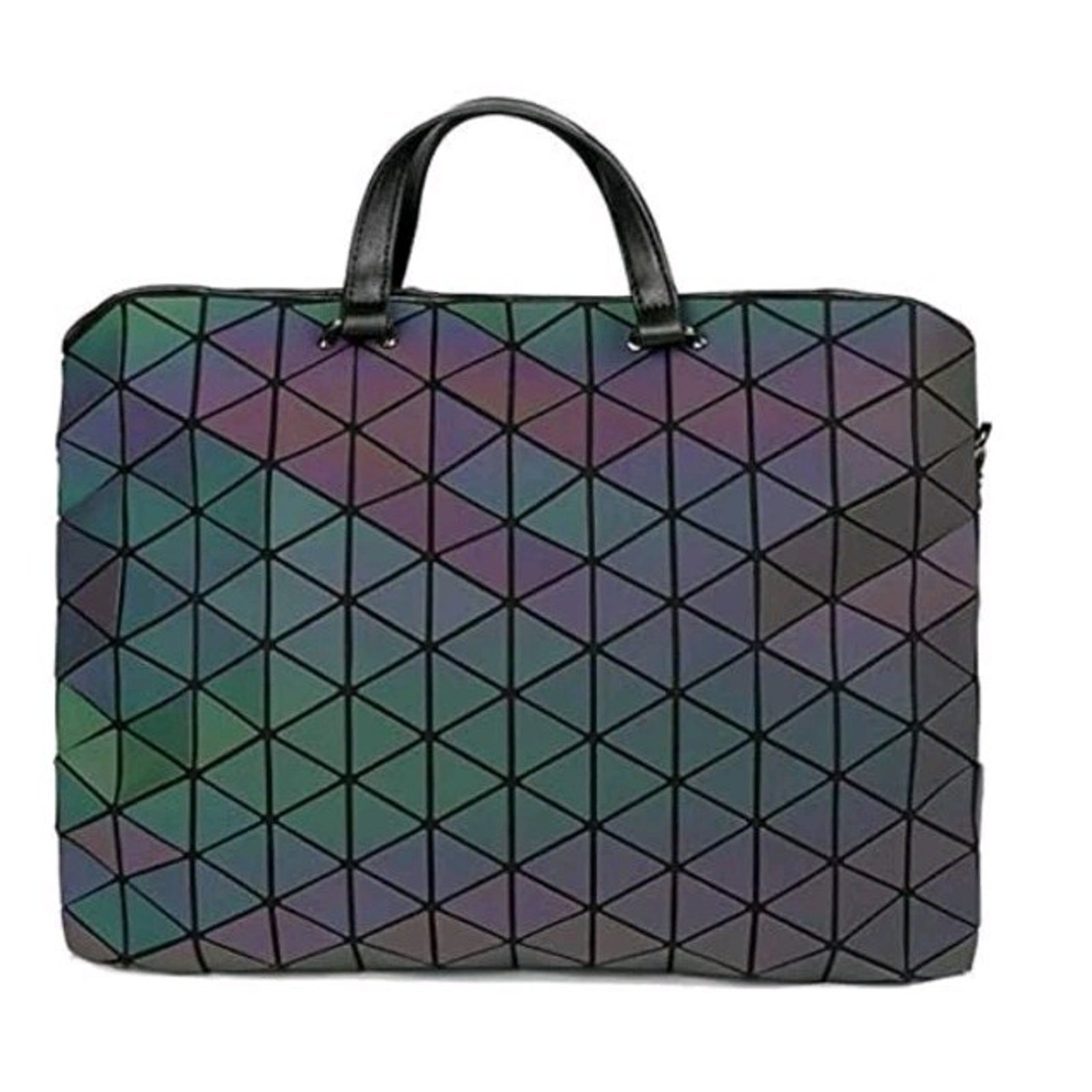 Luxshe Color Changing Prism Holographic Laptop Bag Futuristic Avante Garde Geo