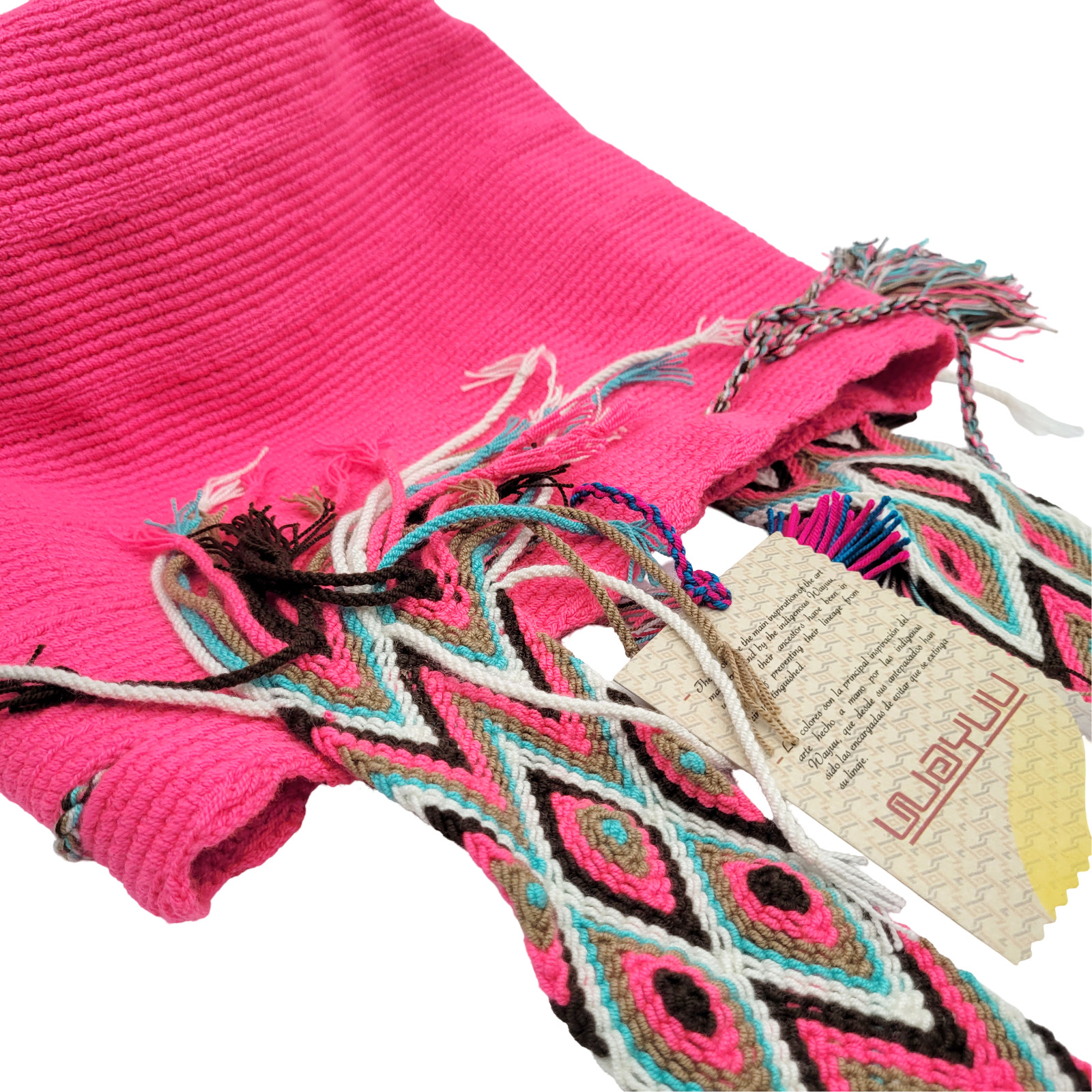 NWT 🔥 Colombian Large Handmade Wayuu Mochila Bag Solid Casual Top Quality PINK