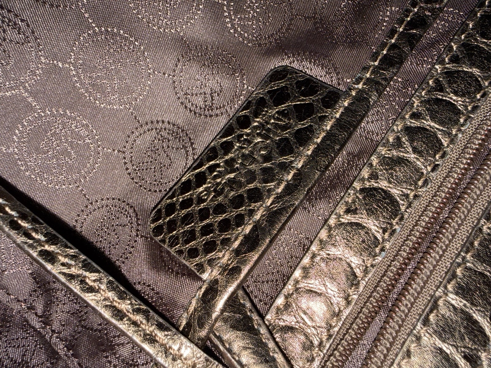 Michael Kors Bronze Metallic Snakeskin Embossed Hobo Shoulder Bag