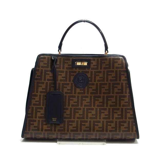 Fendi Peekaboo Zucca Print Defender Patent Leather Handbag 1OT03020