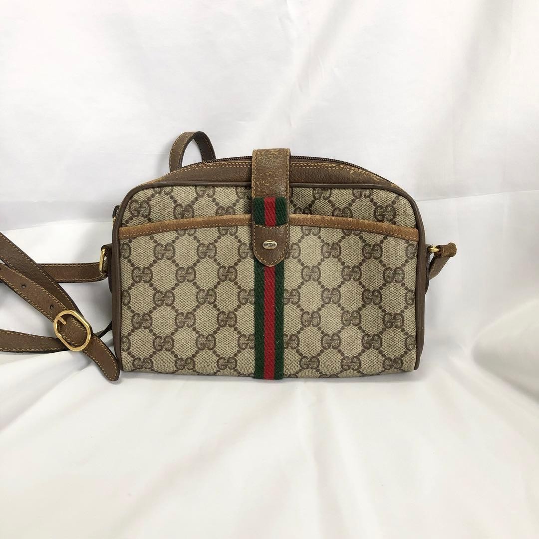 DUTY PAID GUCCI PVC Sherry line Shoulder Bag Women Auth 5.90 x 8.66 x 1.96inch