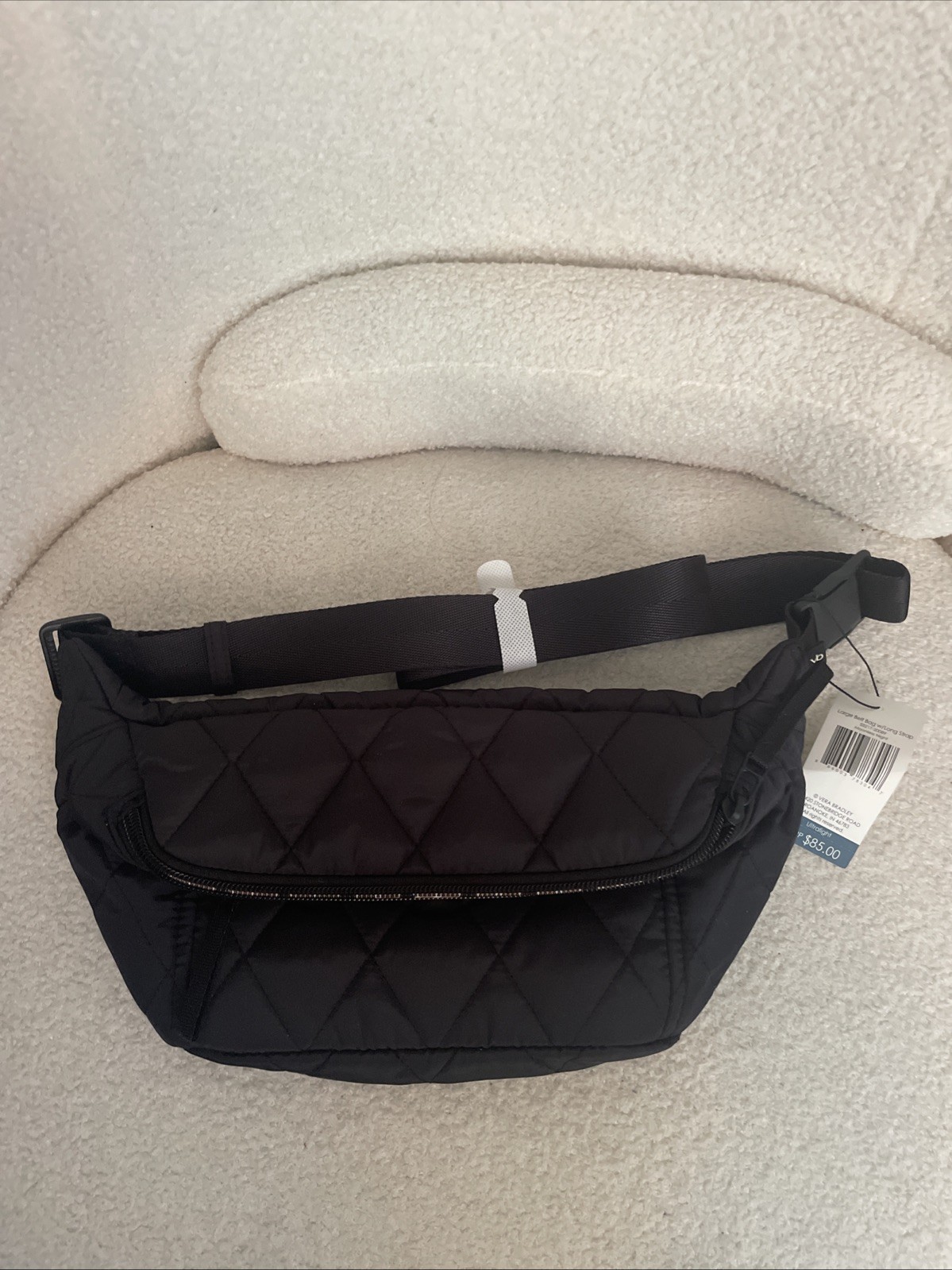 Vera Bradley Outlet Ultralight Large Belt Bag in Black Crossbody Mircofiber NWT