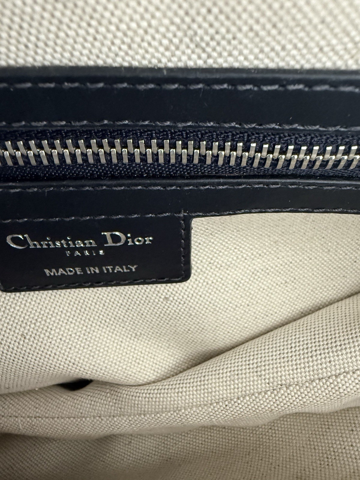Dior Black and Beige Saddle Bag with Signature Oblique