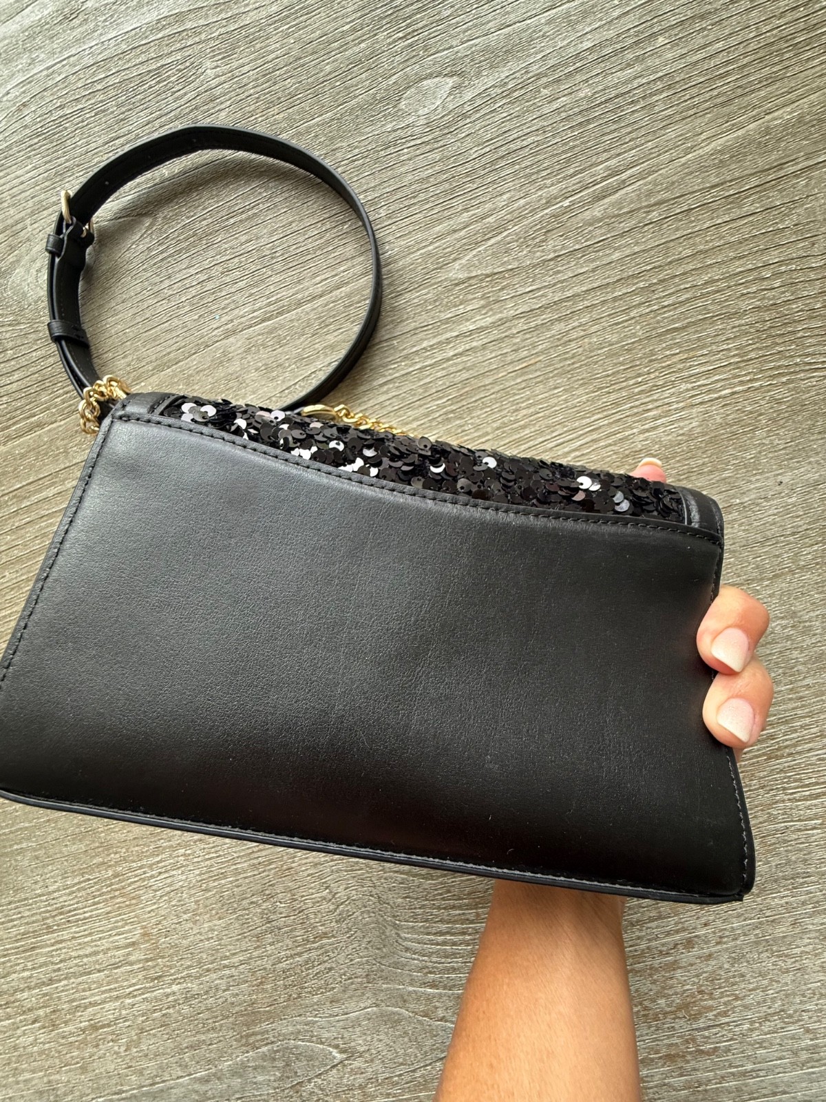 NWOT Coach Flap Clutch Crossbody in Black Sequin Glitter Leather CP188
