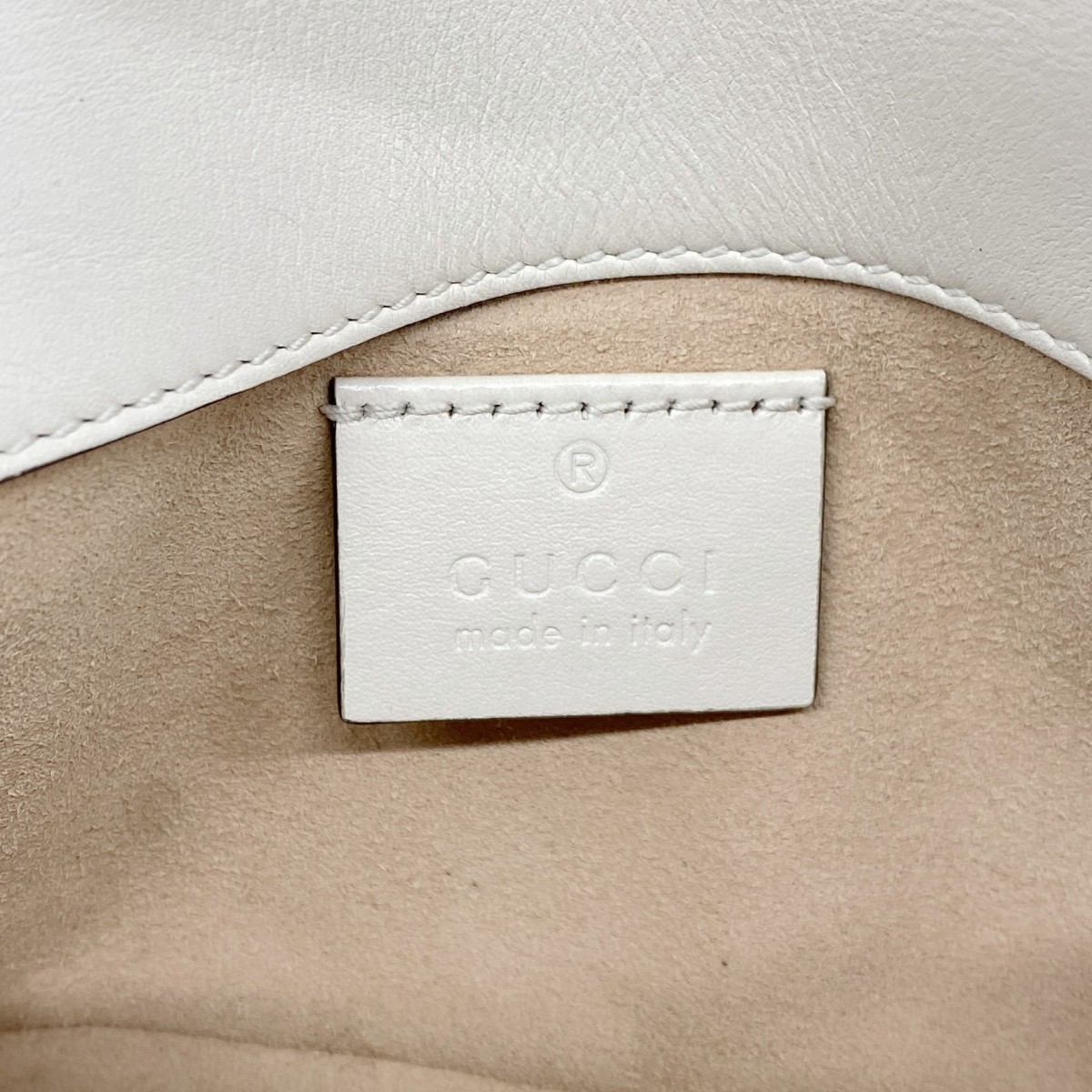 Auth [6fe6739-k] GUCCI Shoulder Bag GG Marmont 476433 Leather White Gold met…