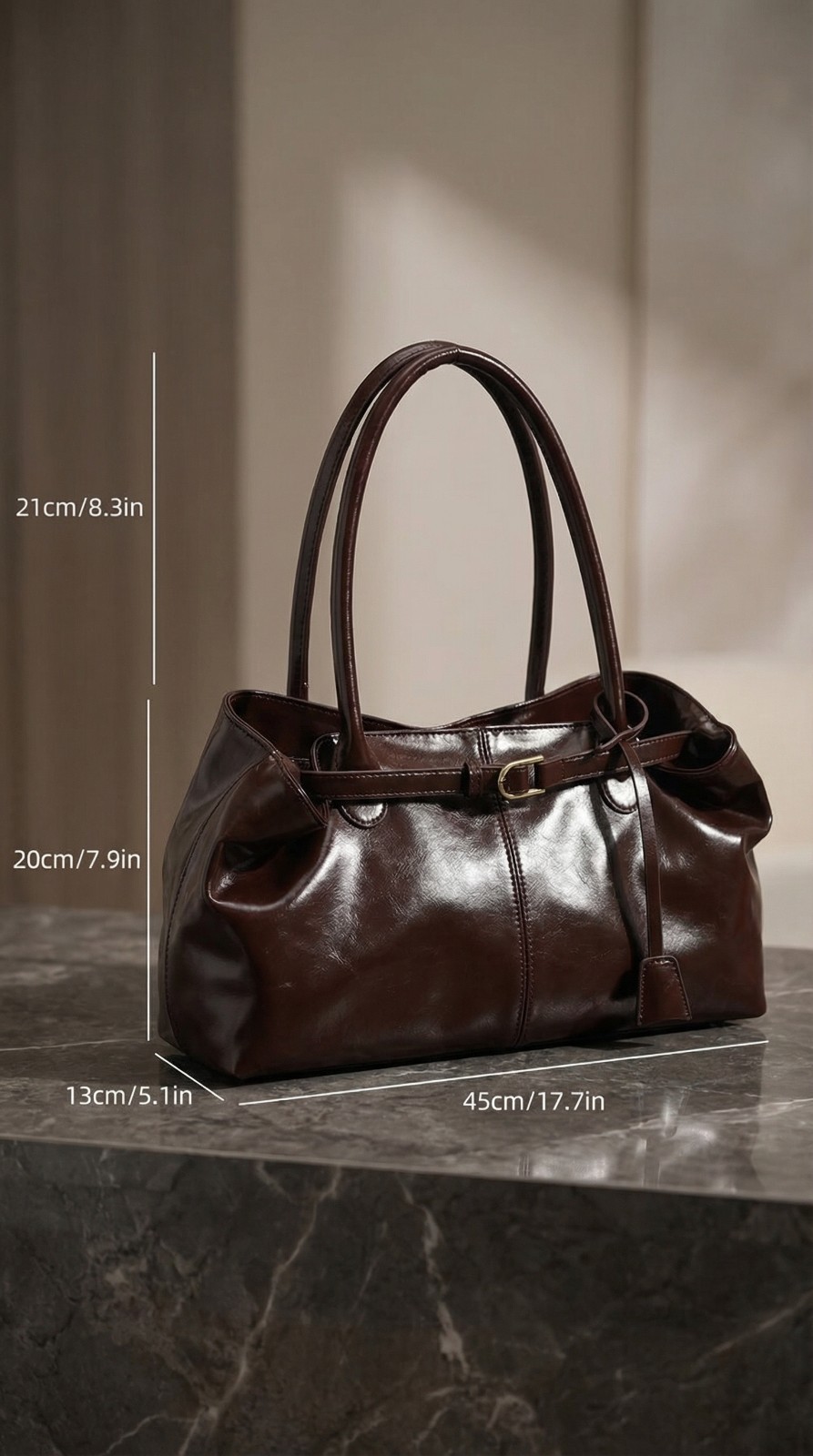 Unisex Cyber Gothic Shoulder Tote Bag High Gloss Casual Soft Large Underarm