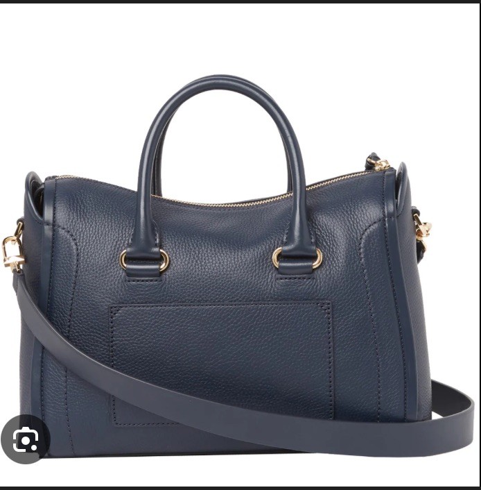 Michael Kors Carine Pebbled Leather Medium LargeCrossbody Satchel Bag Navy