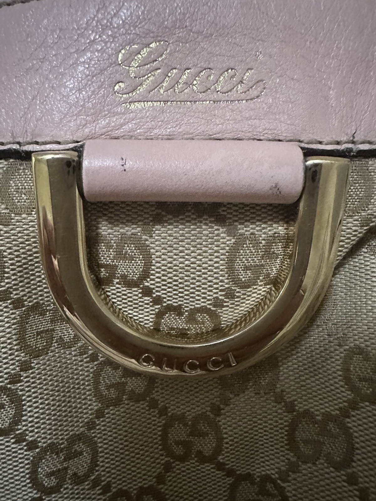 Gucci Crossbody Pink Biege Canvass Leather