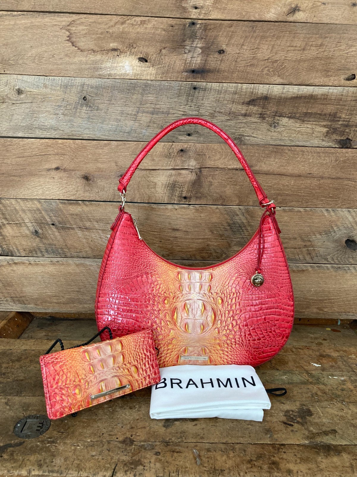 Brahmin Bekka Infusion Ombre Melbourne Leather Shoulder Bag & Ady Wallet—NWT