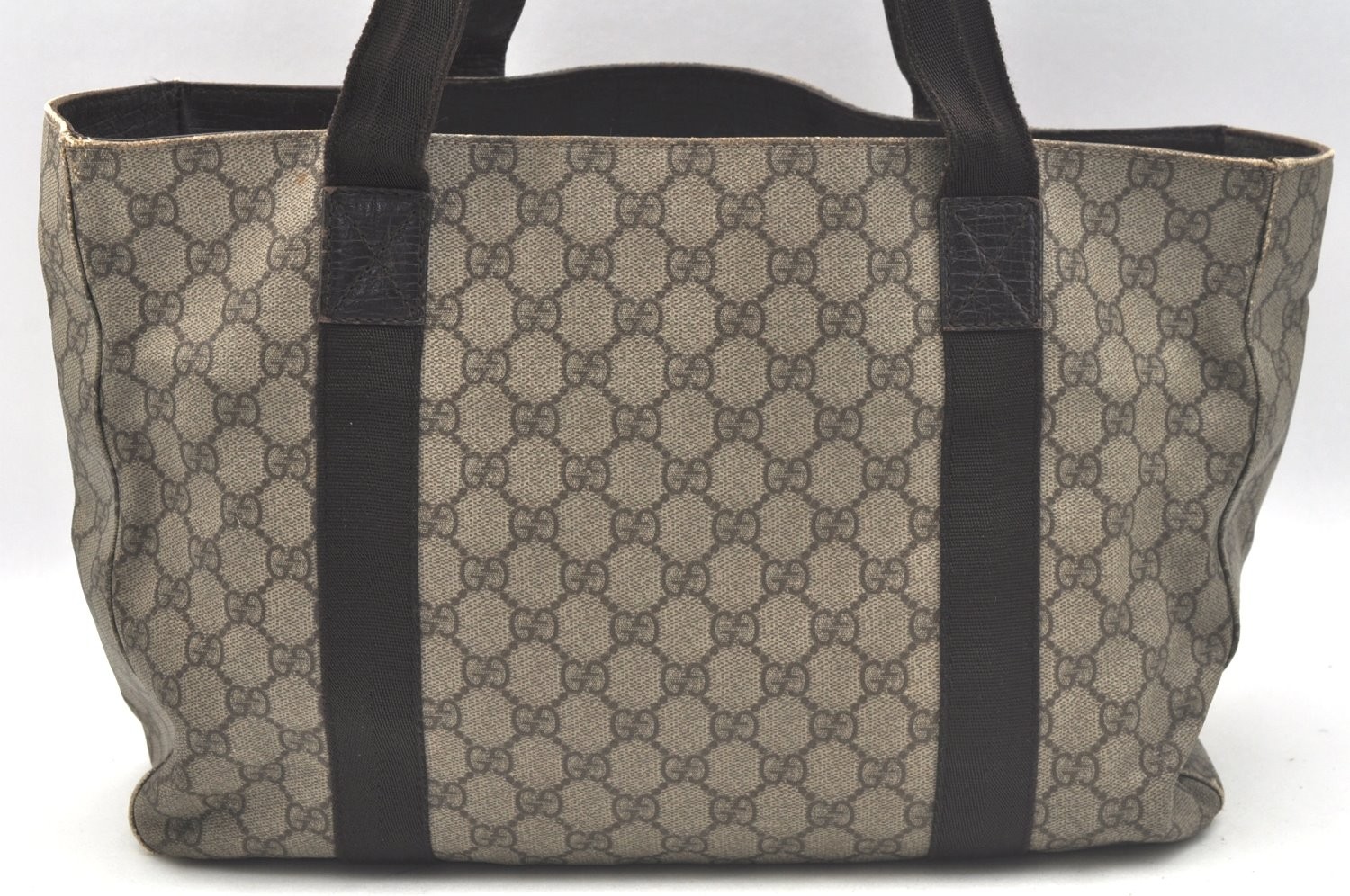 Auth GUCCI Web Sherry Line Shoulder Bag GG Canvas Leather PVC Brown 2Set AB228