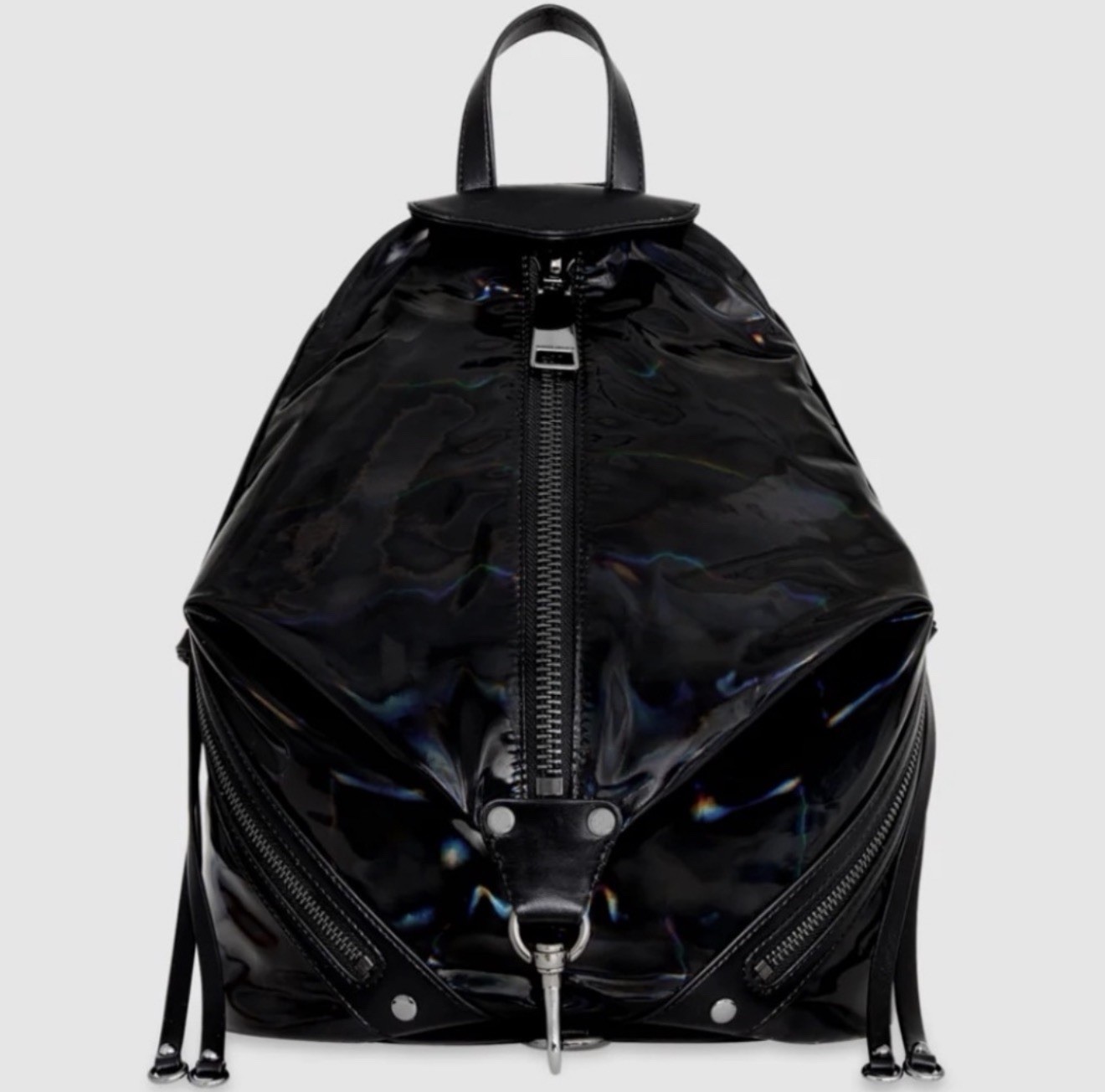 NWT Rebecca Minkoff Nylon Medium Julian Backpack Black Holographic