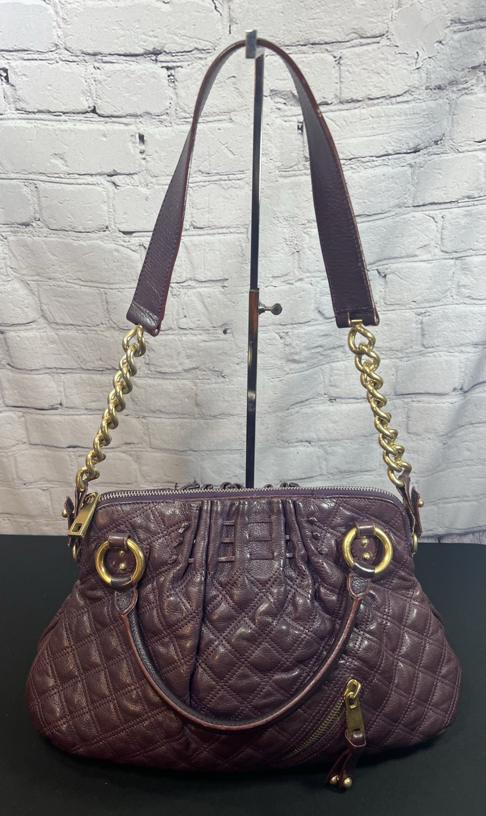 Marc Jacobs PURPLE Cecilia Quilted Leather Bag Gold Tone Hardware SPACIOUS!