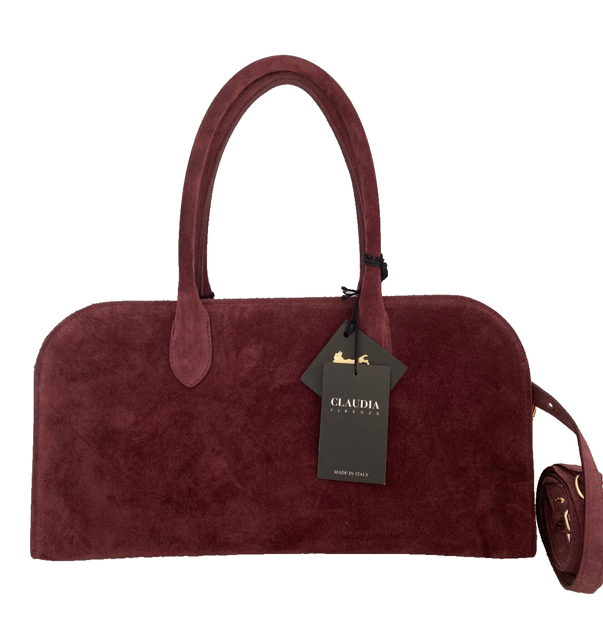 NWT Claudia Firenze Eggplant Purple Suede Leather Tote/Shoulder Bag ITALY