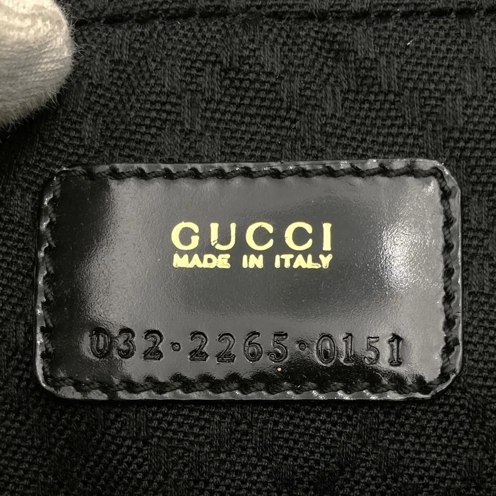 GUCCI Bamboo Vanity Bag Pouch Black Patent Leather Makeup Box 6.3×3.15×3.94 in