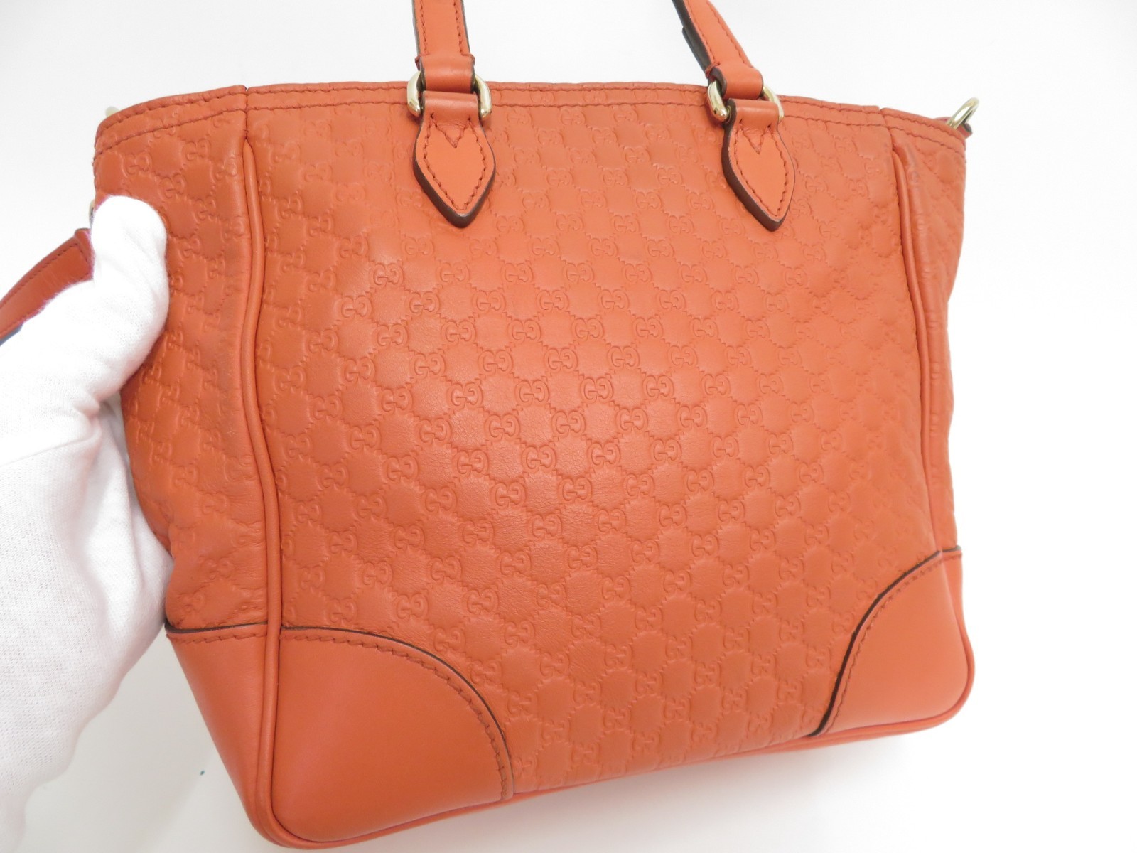 Authentic Gucci Micro GG Leather 2Way Hand Bag Shoulder Bag I#46381