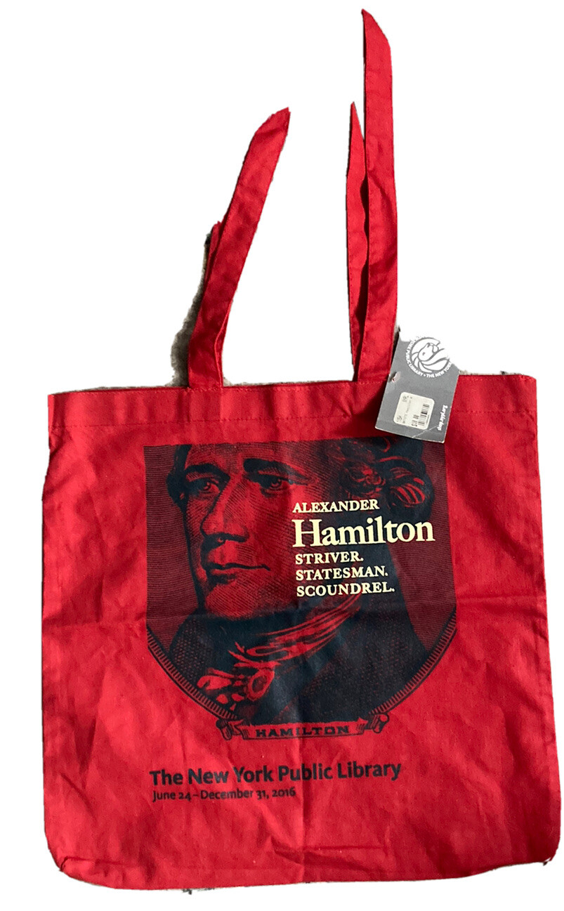 NYPL Alexander Hamilton Tote Bag Red 14”x14.5”