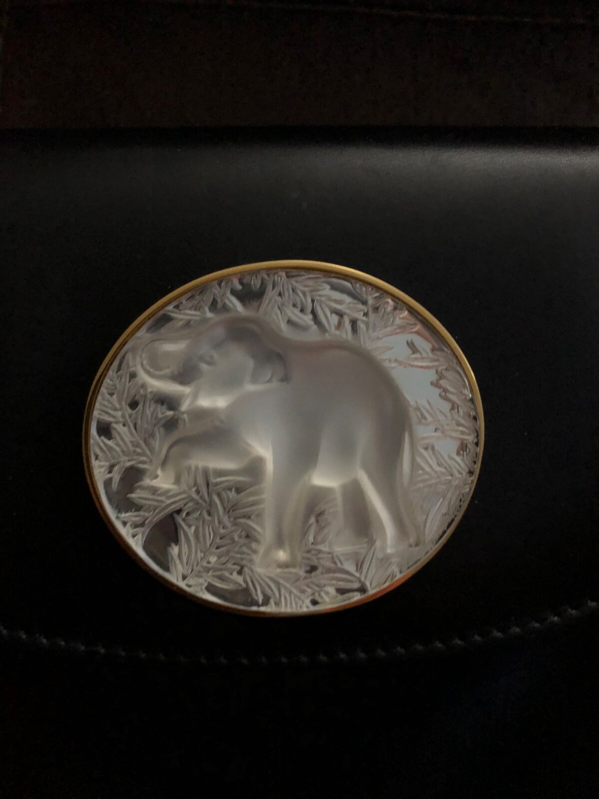 Lalique Collectors!! Rare, Lalique Black Purse with oval embellishment.