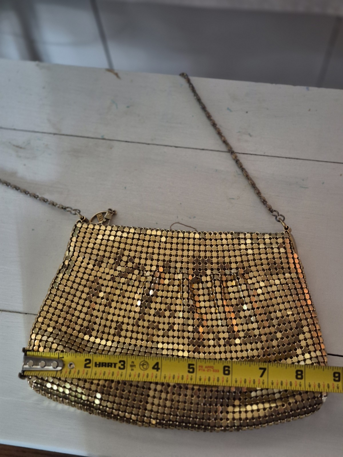 Vintage Marlo Gold Metal Mesh Shoulder Bag Evening Purse Chain Strap