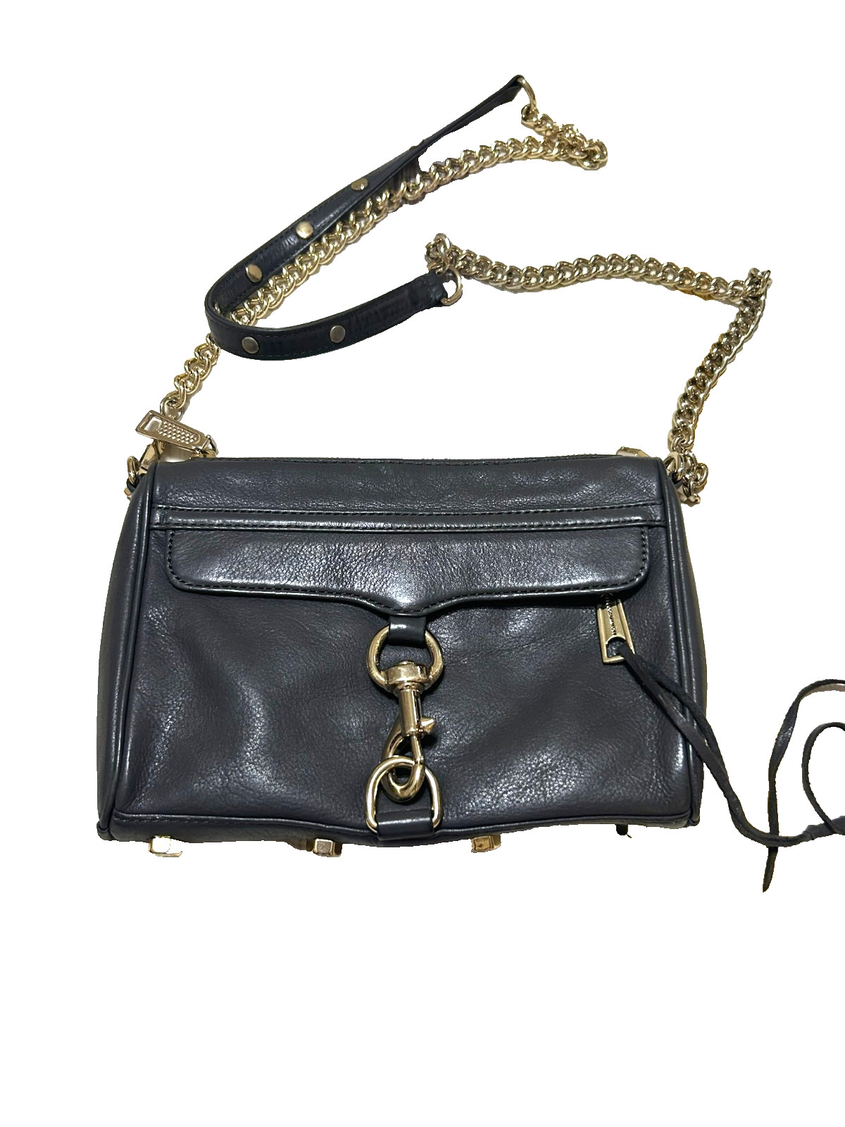 Rebecca Minkoff Mini Mac Crossbody Bag Charcoal Gray Leather Chain Shoulder