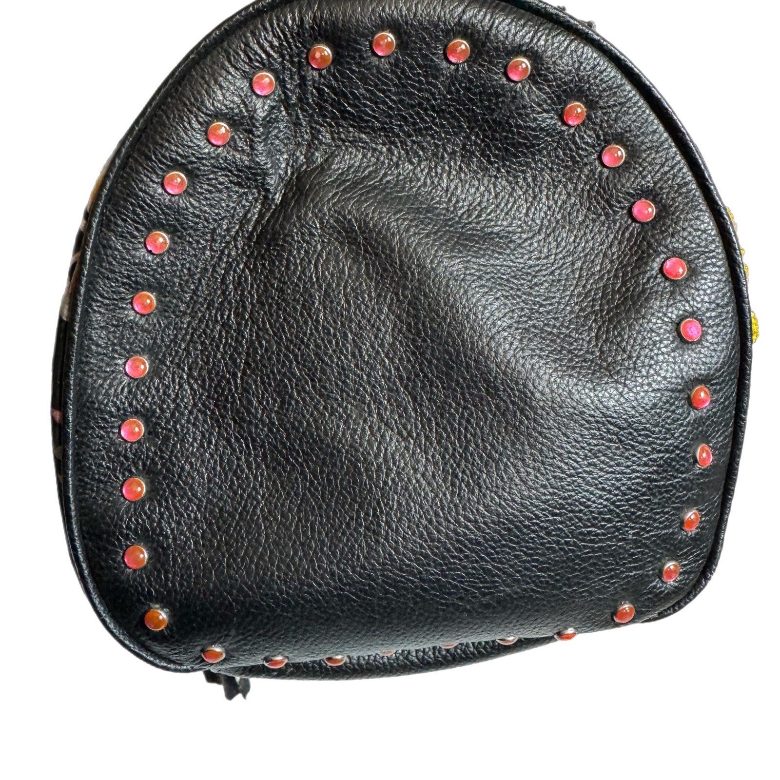 Vtg Mary Frances Floral Embroidered Bag Barrel Purse Black Fringe Beaded Boho