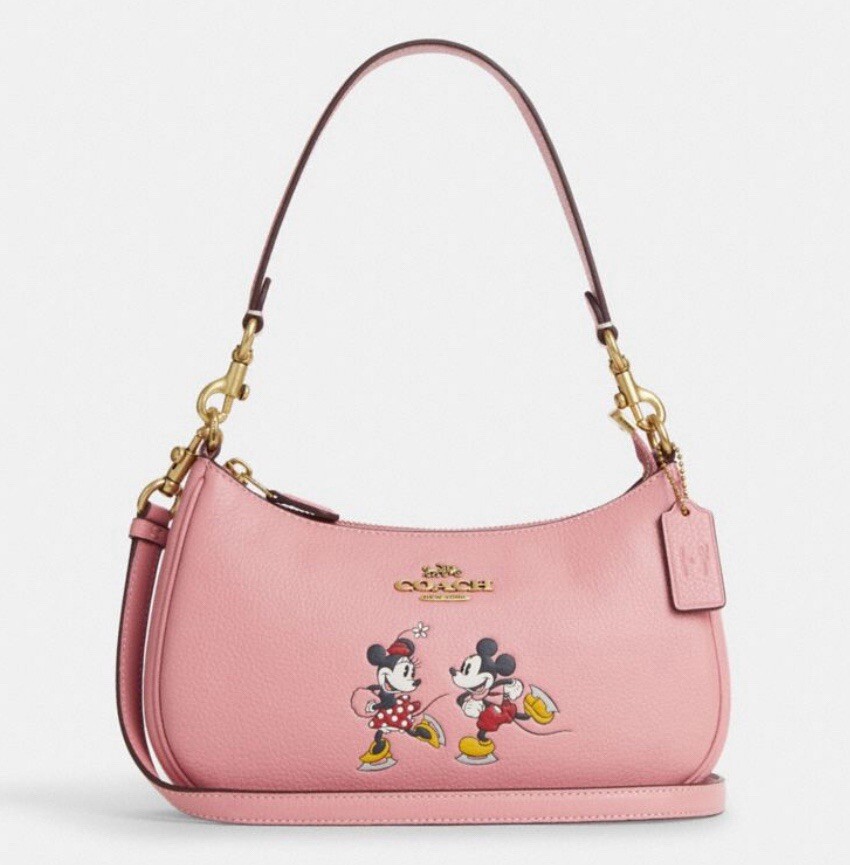 NWT COACH CM858 Disney X Coach Teri Shoulder Bag w Ice Skate Motif Blush Multi