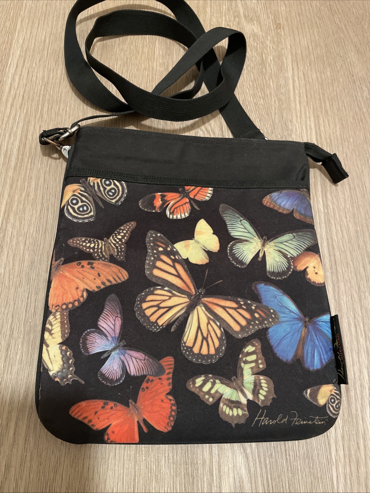 Harold Feinstein Collection Butterflies Crossbody Bag – 8.75×9.75 Inches