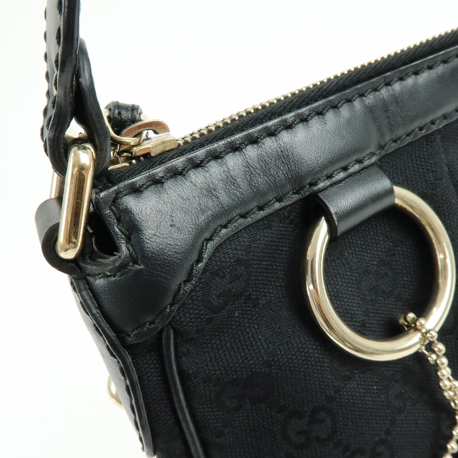 GUCCI Sukey GG Canvas Leather Shoulder Bag Black 232955 Authentic Used F/S