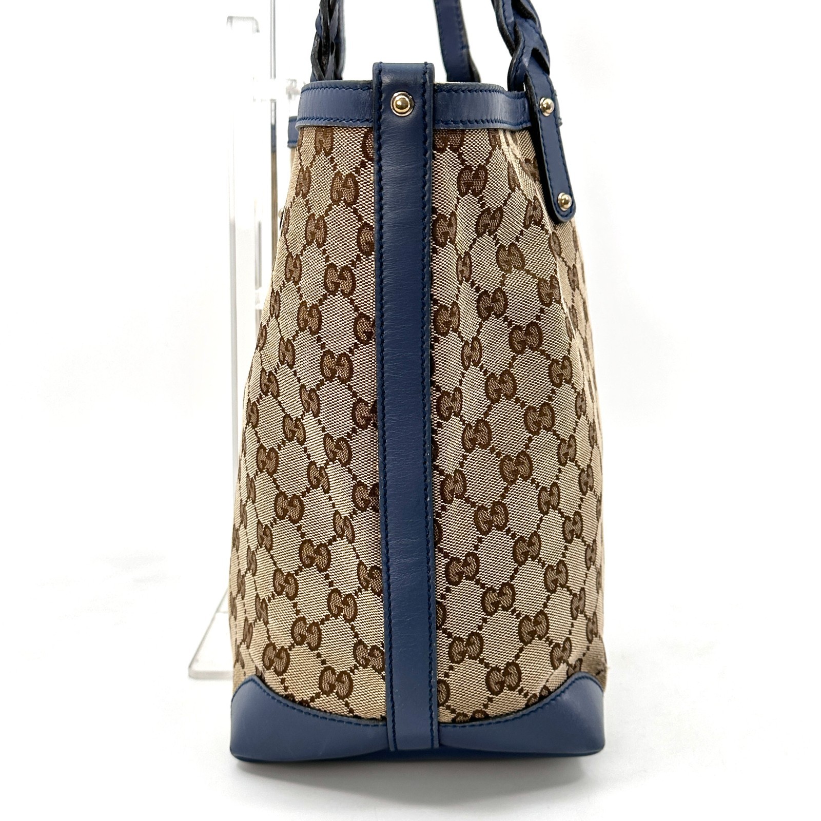 Gucci Tote Bag Shoulder Bag Canvas GG Leather Beige A4 Authentic 496T0456