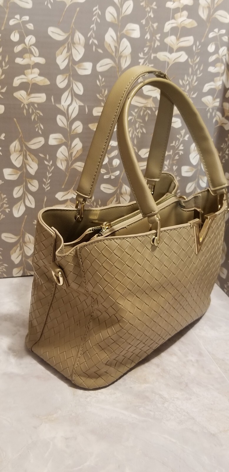 crossi Newyork handbag Weave Texture 3 Compartmentalized Zipper — w/o Strap