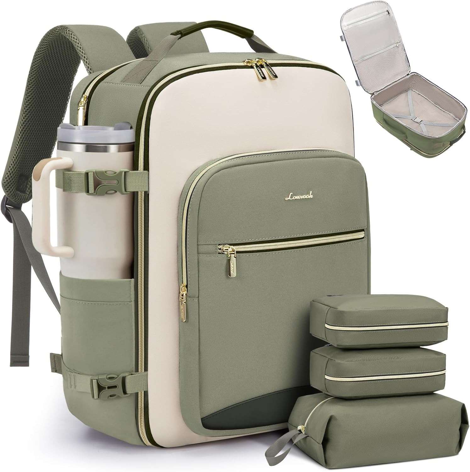 40L Travel Backpack for Women & Men, Airline Approved Carry on Luggage with 3 Pa