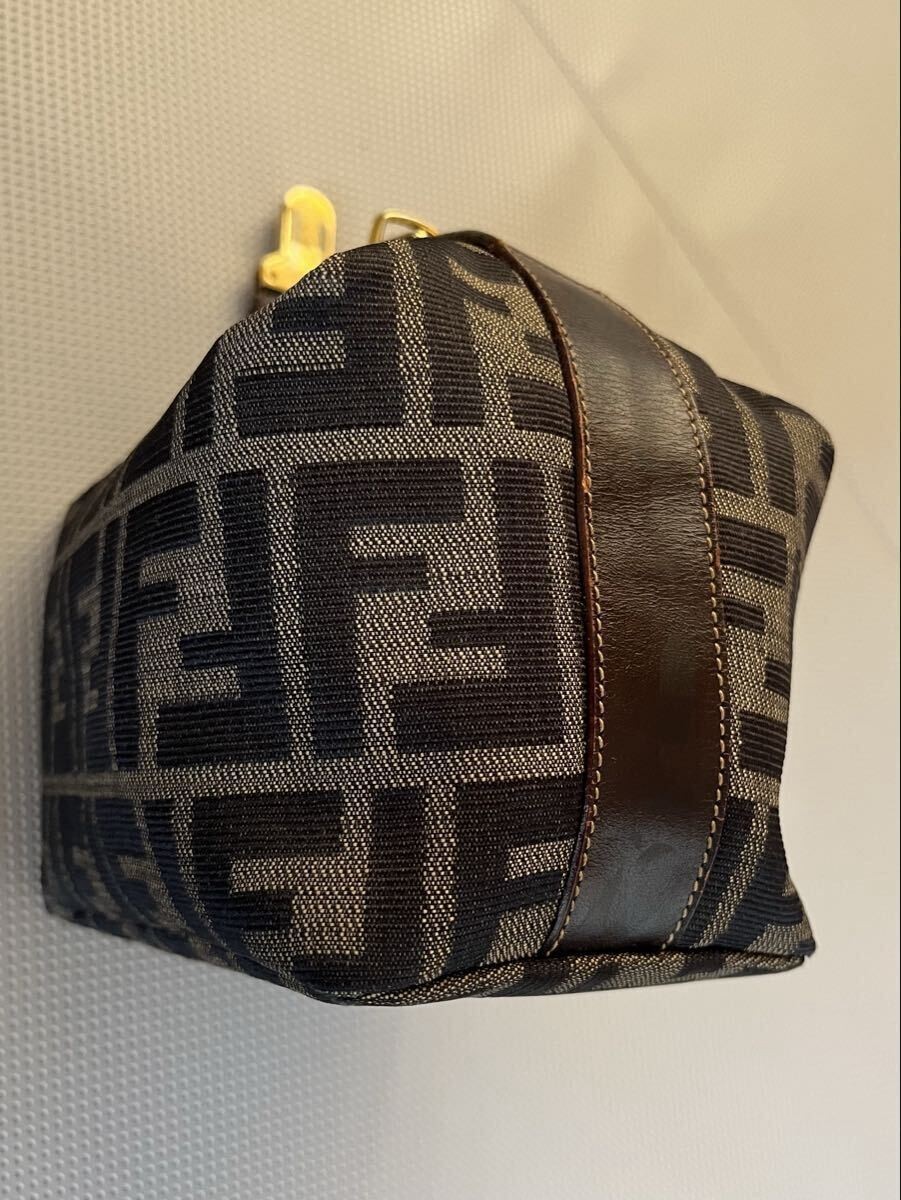 FENDI Zucca Vanity Bag Black Gold Small Authentic