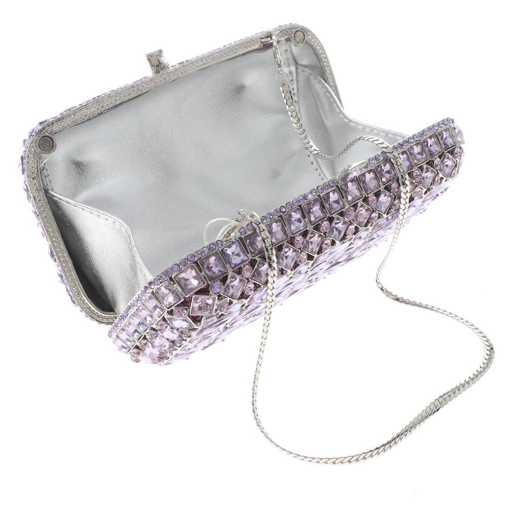 Silver Tone Alloy Metal High End Rhinestone Clutch Bag HB6281-LVT