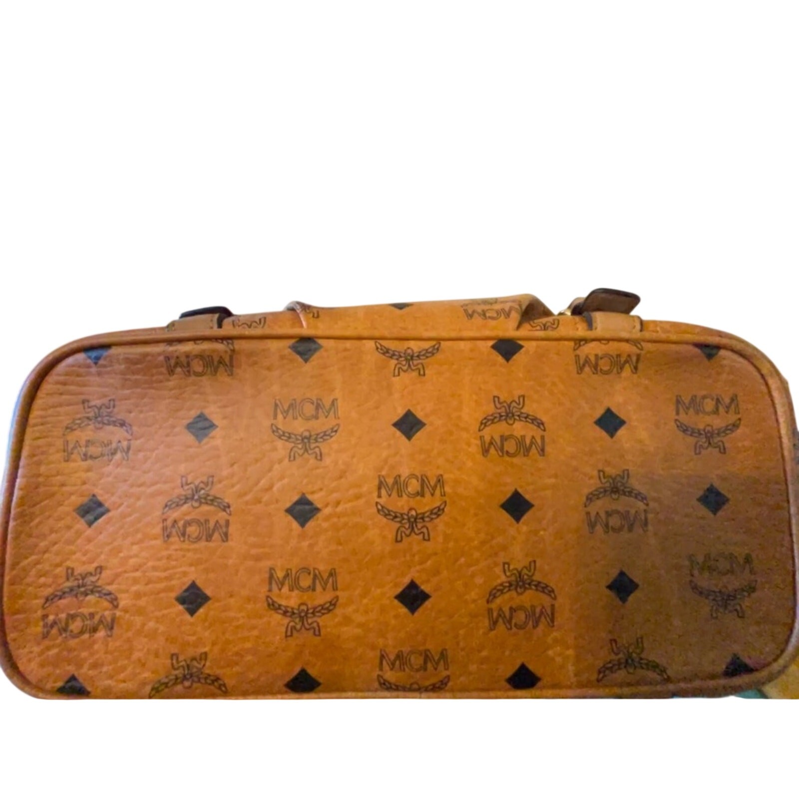MCM Visetos Medium Essentials Shopper Tote Cognac Authentic Pre-Loved
