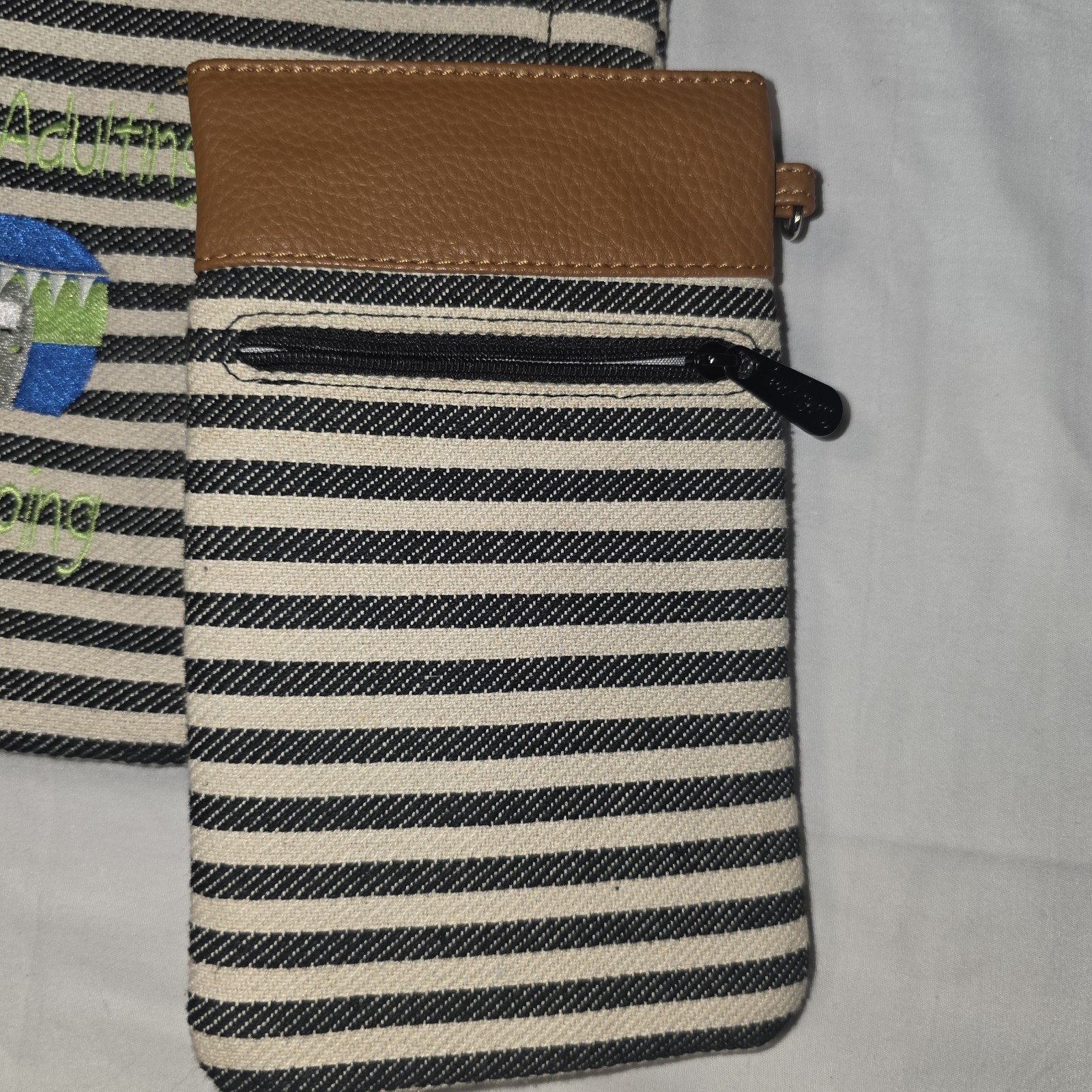Thirty-One black & cream color crossbody bag purse Forget Adulting Go Camping