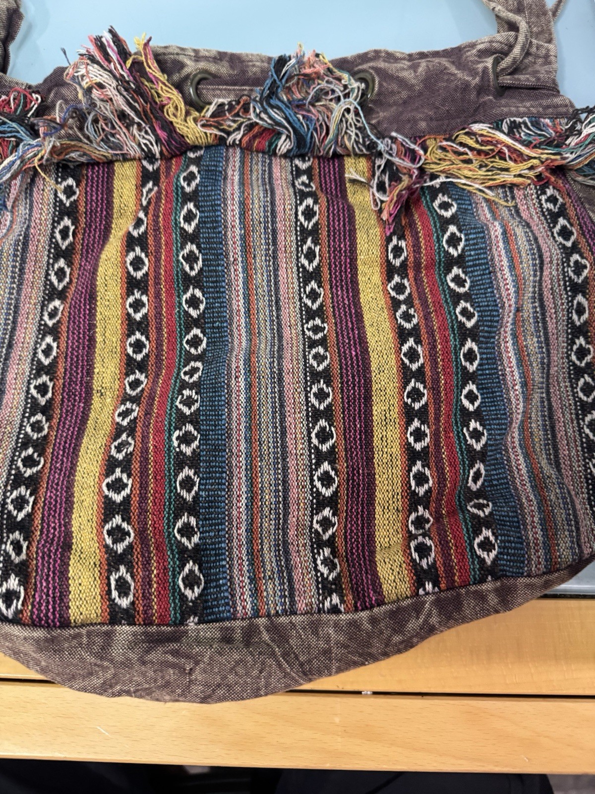 Earth Divas Fair-Trade Cotton Linen Handbag Multicolor Purse Boho Hippie Retro