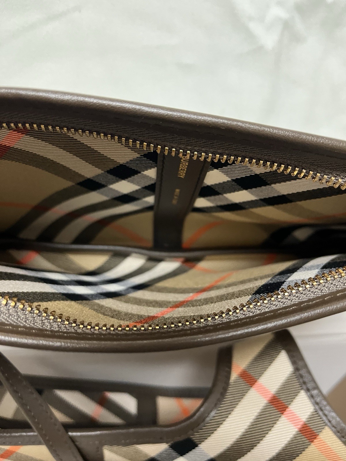 Burberry Small Check Cotton Twill Tote Bag Sand