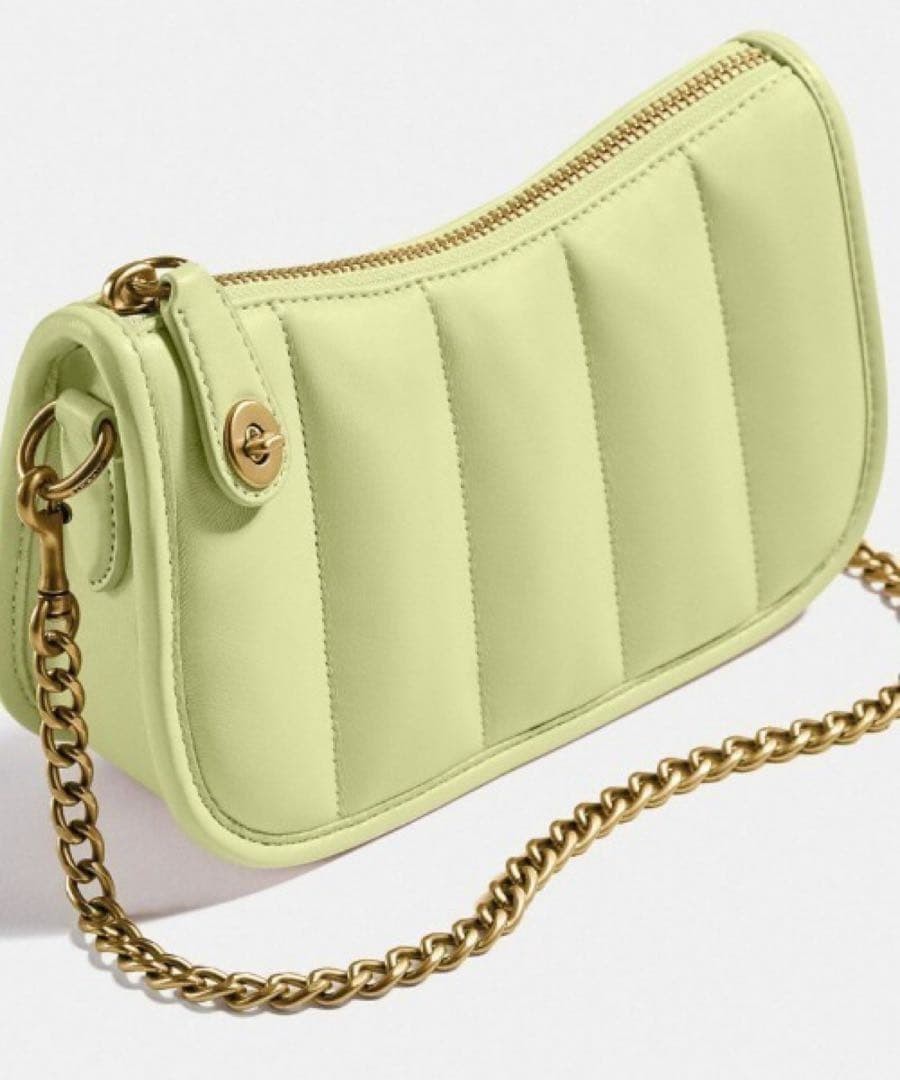 COACH Swinger 20 Bag Quilted Nappa Leather Lime Green Shoulder 7.9 x 4.7 Inch